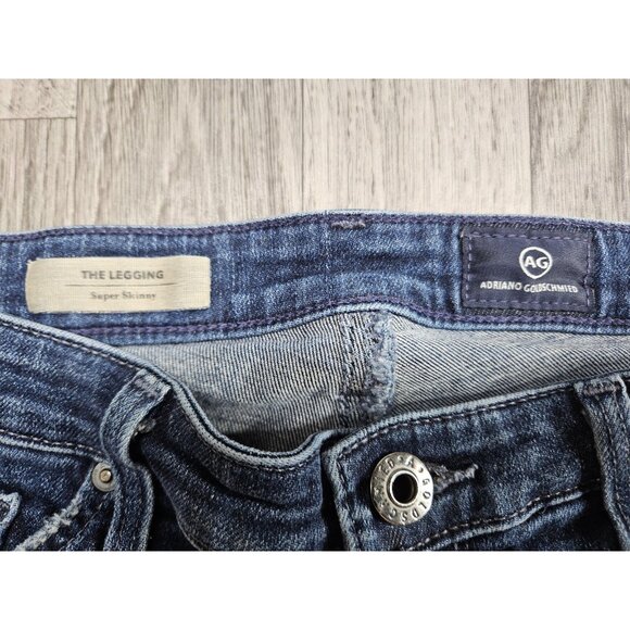 AG Adriano Goldschmied Jeans Womens 27R Blue The Legging Super Skinny Distressed - Picture 4 of 11